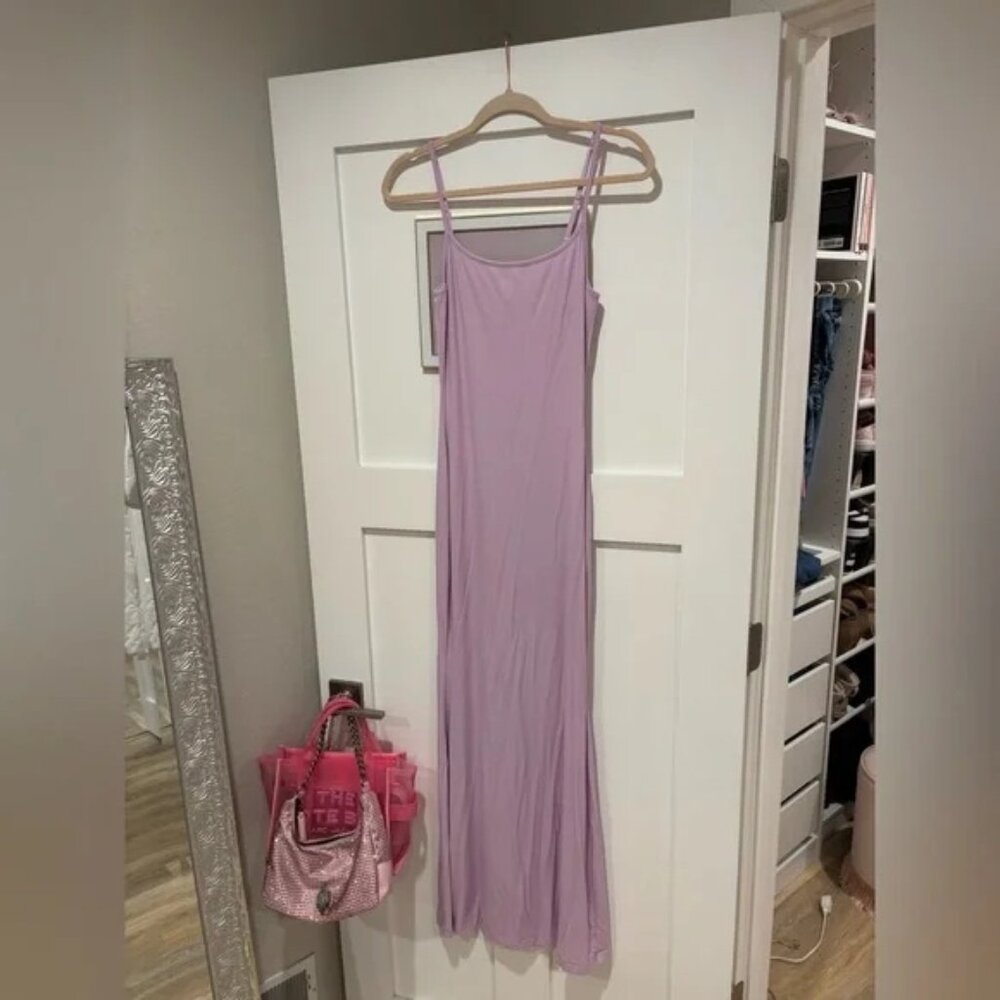 Skims Soft Lounge Long Slip Dress in Sugar Plum